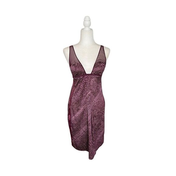 Victoria's Secret Dresses & Skirts - Y2K Victoria's Secret very sexy slip dress pink maroon print mesh large vintage
